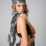 Handcrafted Raisin Black Fur Muffler