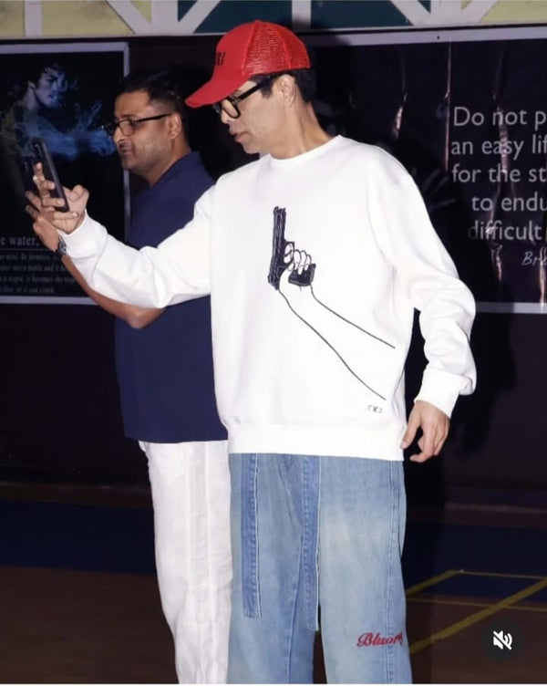 karan Johar In Guns & Roses Fleece Sweatshirt