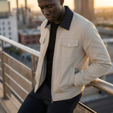 Navy Beige Crest Bomber