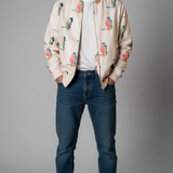 Printed Linen Bomber