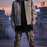 Navy Beige Crest Bomber