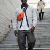 Navy Beige Crest Bomber